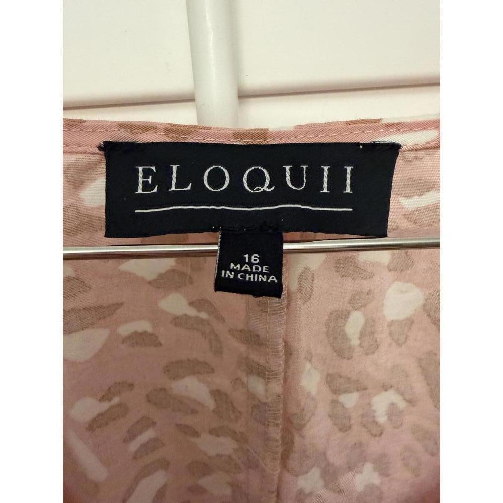 Eloquii Drama Sleeve‎ Peplum Blouse in pink and white leopard print size 16 - Picture 4 of 6